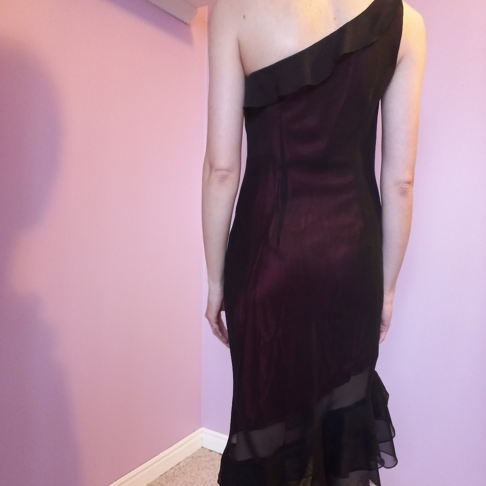 Tristan & Iseut. Burgandy & Mesh •One shoulder dress •Size 2